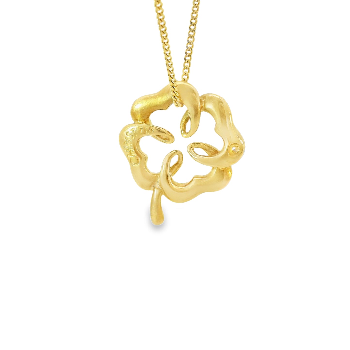 Anhänger Kleeblatt mit Diamant mind.3,6g in Gold 750