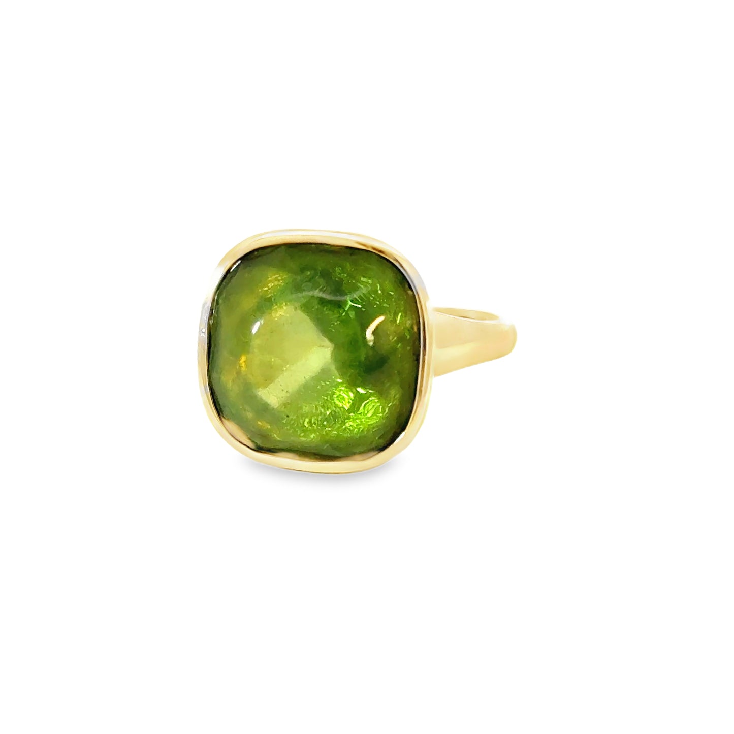 Ring in Gold 375 & grüner Bernstein
