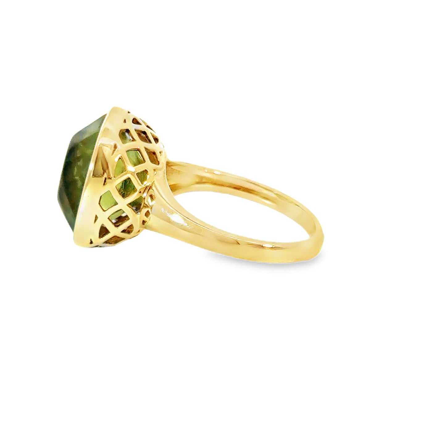Ring in Gold 375 & grüner Bernstein