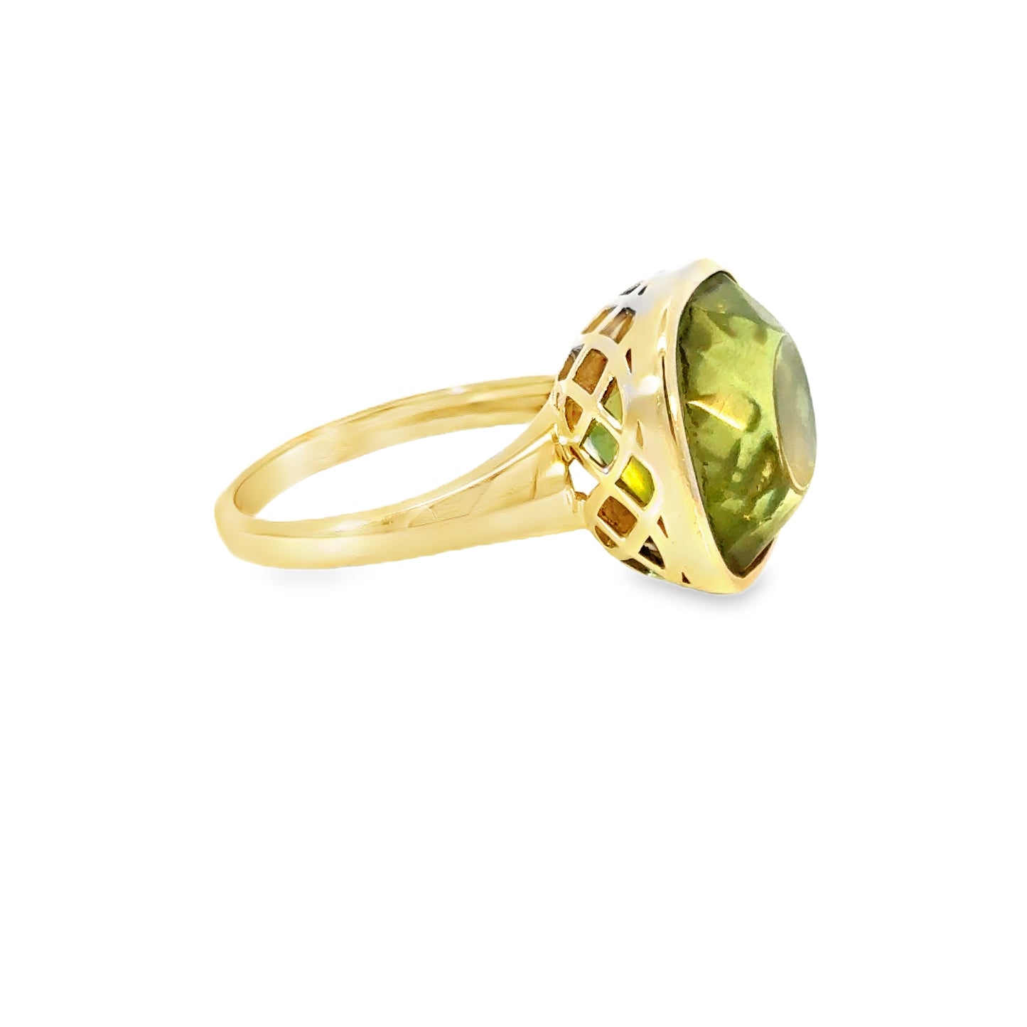 Ring in Gold 375 & grüner Bernstein
