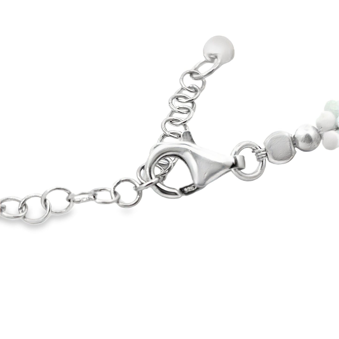 Hemimorphit Collier mit Akoya Perle L: 45 - 50 cm in Silber 925 - JUWEL1