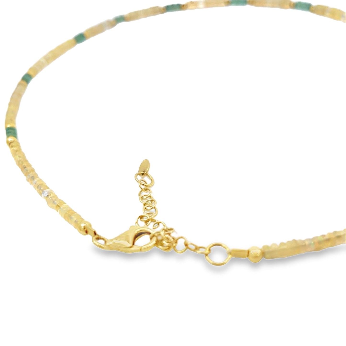 Opal Sambia - Smaragd Halskette L:45 - 50 cm in Silber 925 - JUWEL1