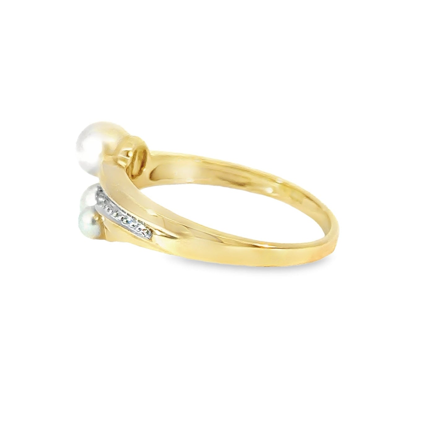 Ring mit 2 Diamanten & 3 Perlen mind. 3,8g in Gold 333 - JUWEL1