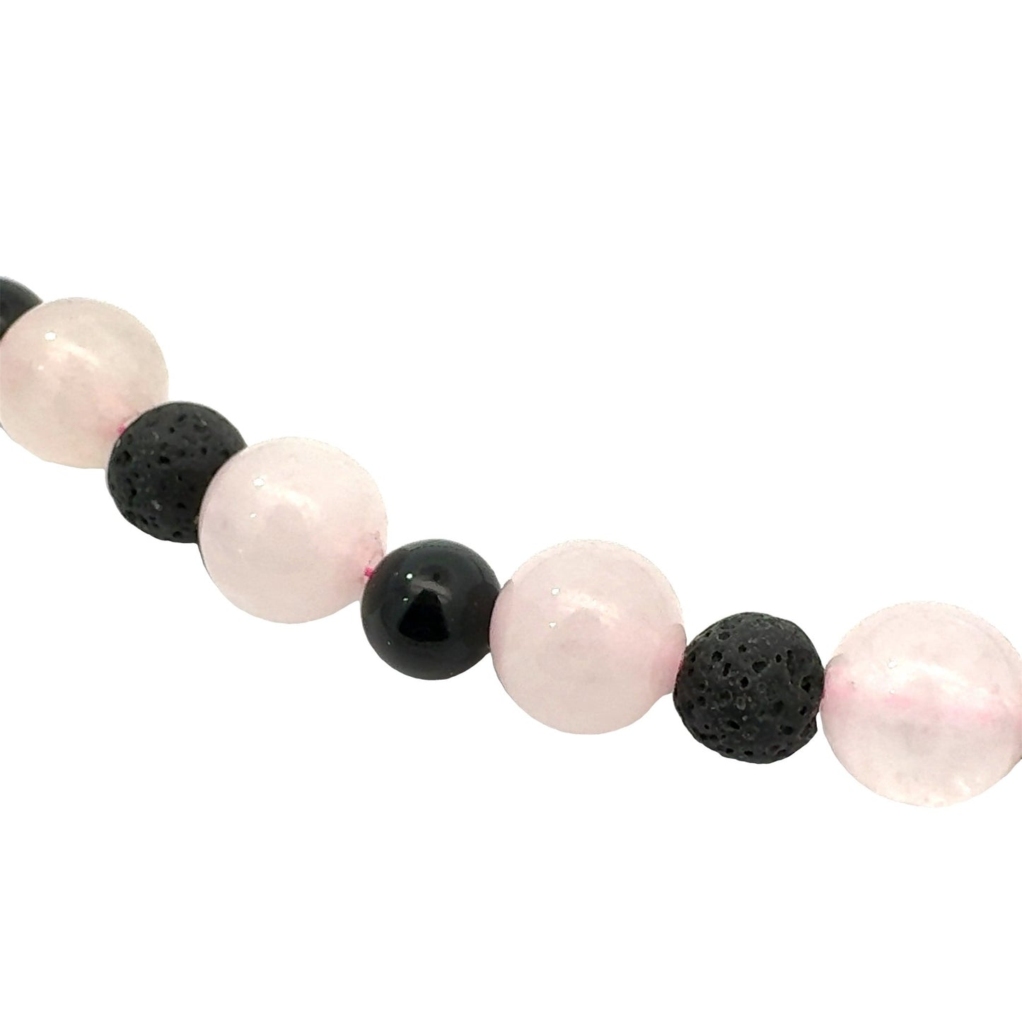 Rosenquarz - Onyx - Lava - Halskette L: 50 cm in Silber 925 - JUWEL1