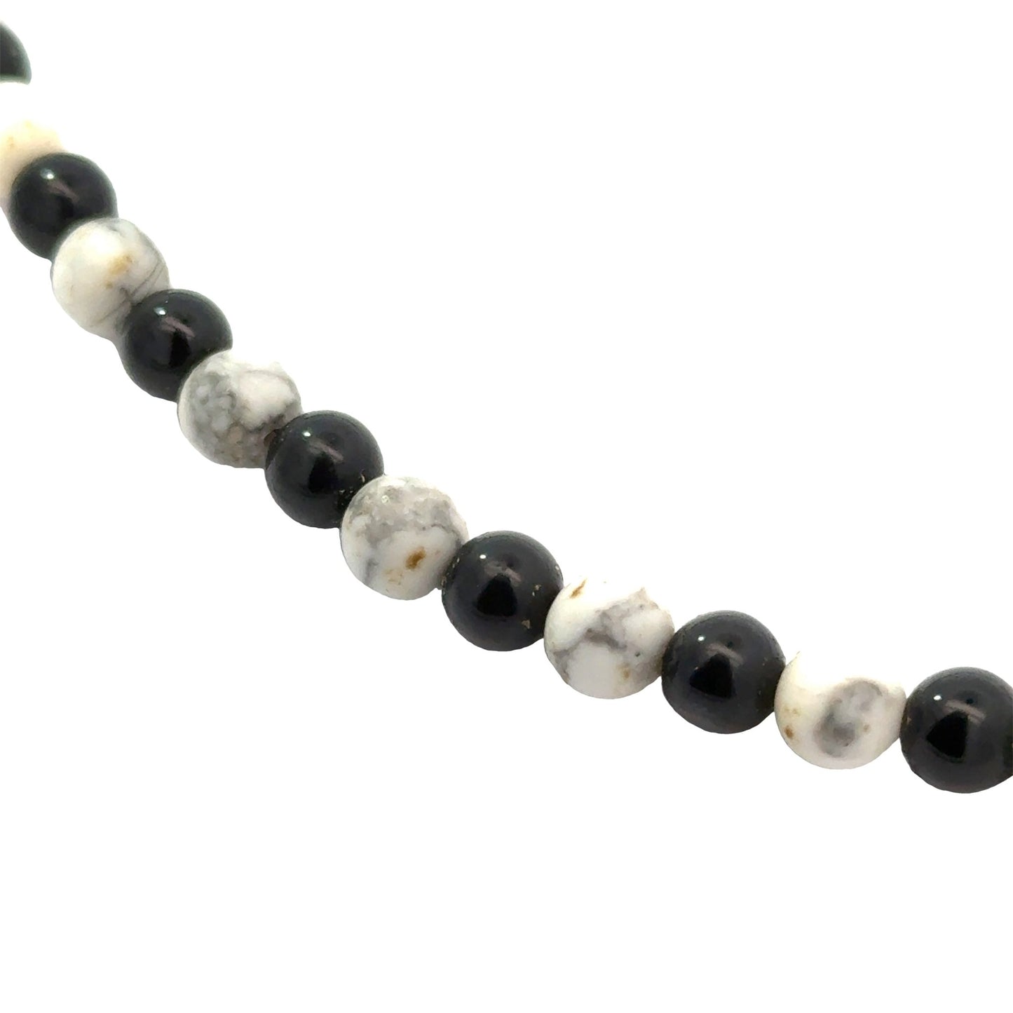 Schwarzer Onyx - Howlith Halskette L: 50 cm in Silber 925 - JUWEL1