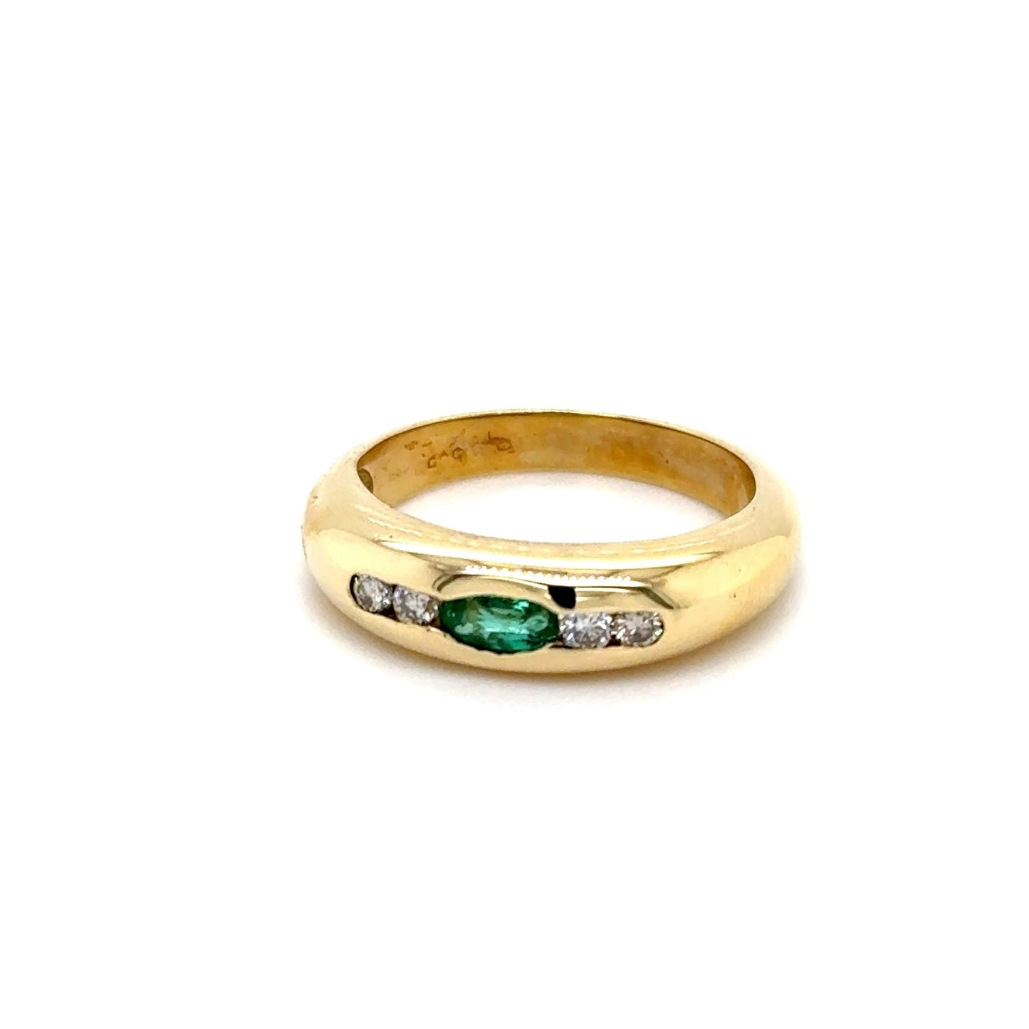 585 Goldring mit 1 Smaragd und 4 Diamanten mind. 5,6g - JUWEL1