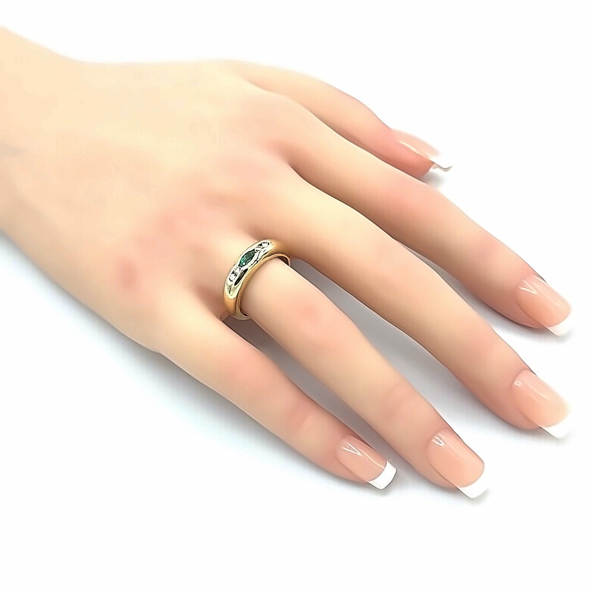 585 Goldring mit 1 Smaragd und 4 Diamanten mind. 5,6g - JUWEL1