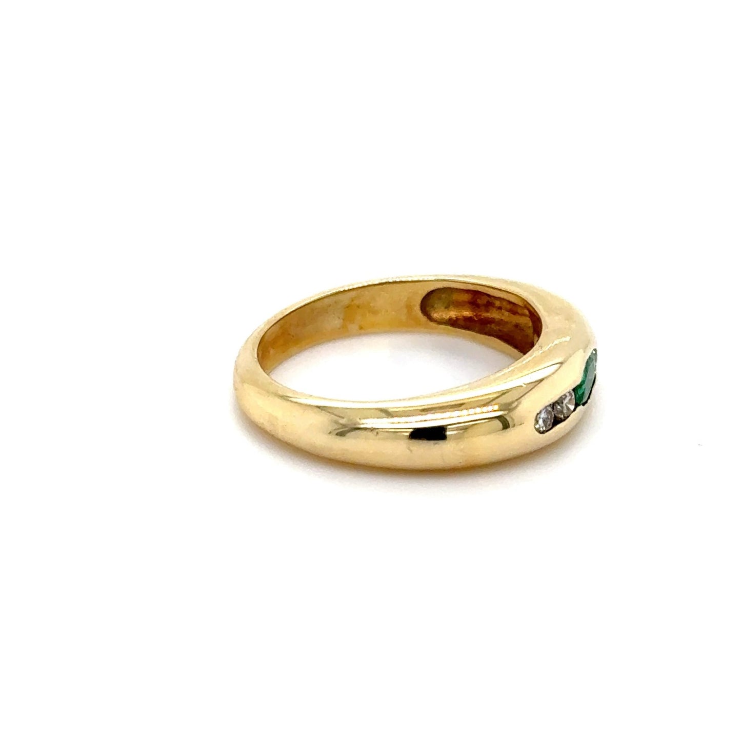 585 Goldring mit 1 Smaragd und 4 Diamanten mind. 5,6g - JUWEL1