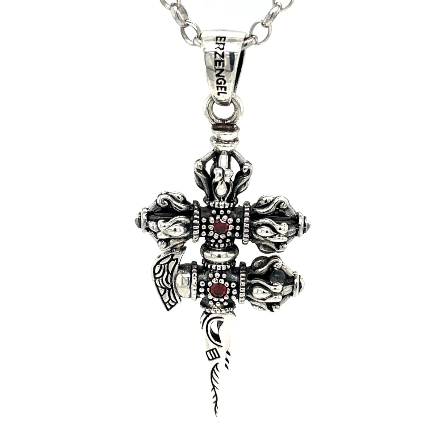 Anhänger Donnerschwert mit Granat in Silber 925 - JUWEL1