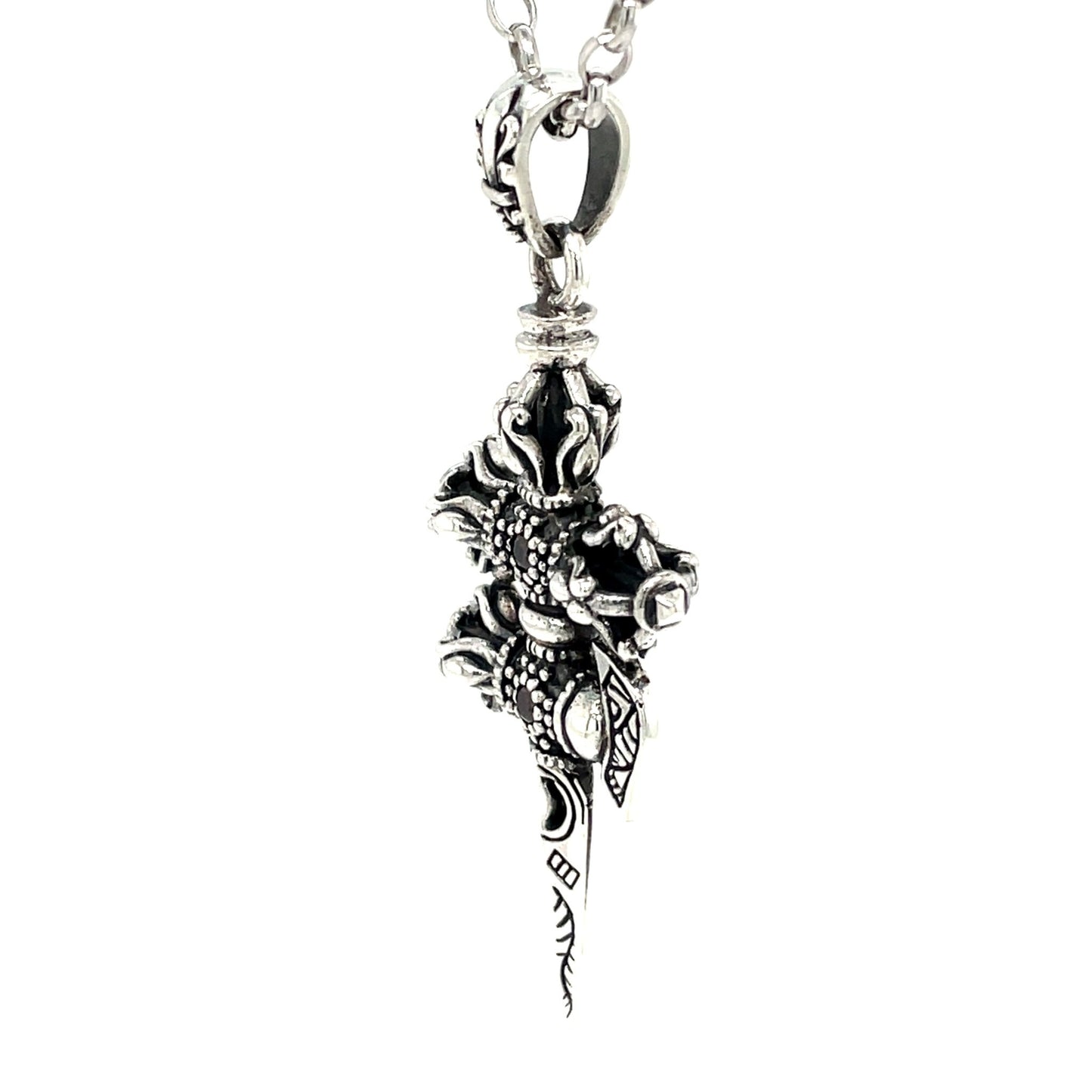 Anhänger Donnerschwert mit Granat in Silber 925 - JUWEL1