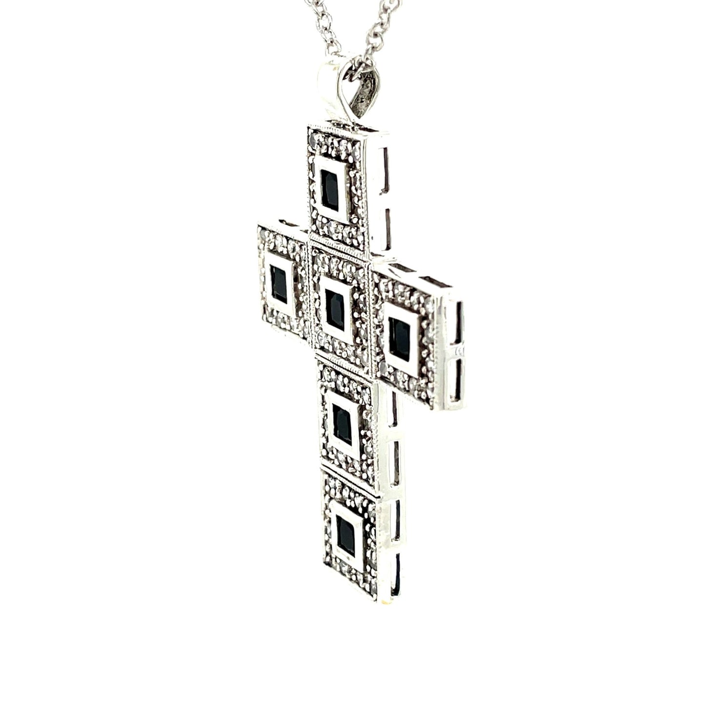 Anhänger Kreuz mit Onyx & Zirkonias in Silber 925 - JUWEL1