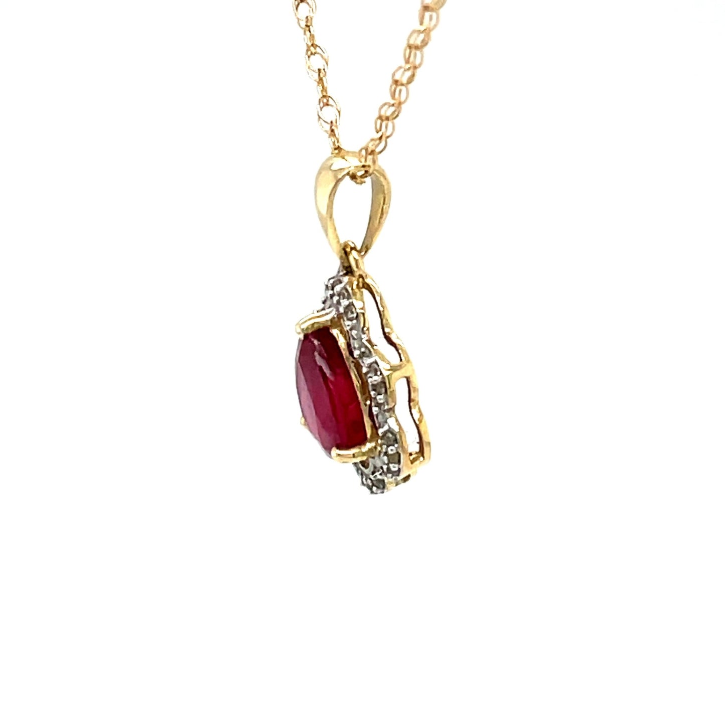 Anhänger mit 1 Rubin & 26 Zirkone in Gold 375 - JUWEL1