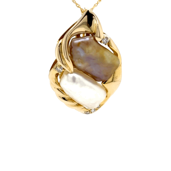 Anhänger mit 5 Diamanten & 2 Perlen in Gold 585 - JUWEL1