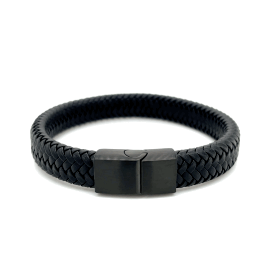 Lederarmband schwarz Mailand - JUWEL1