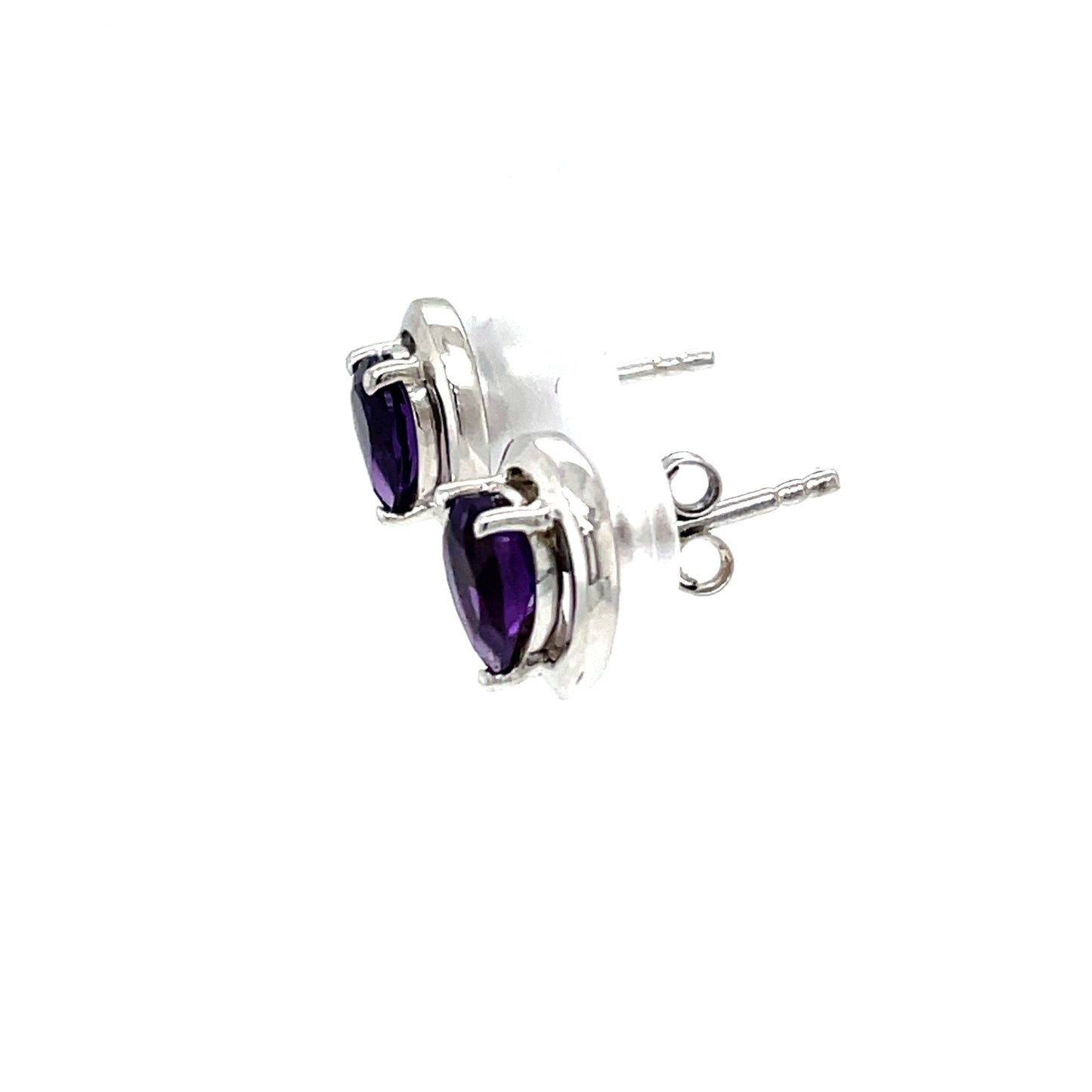Ohrstecker mit 2 Amethyste rhodiniert in Silber 925 - JUWEL1