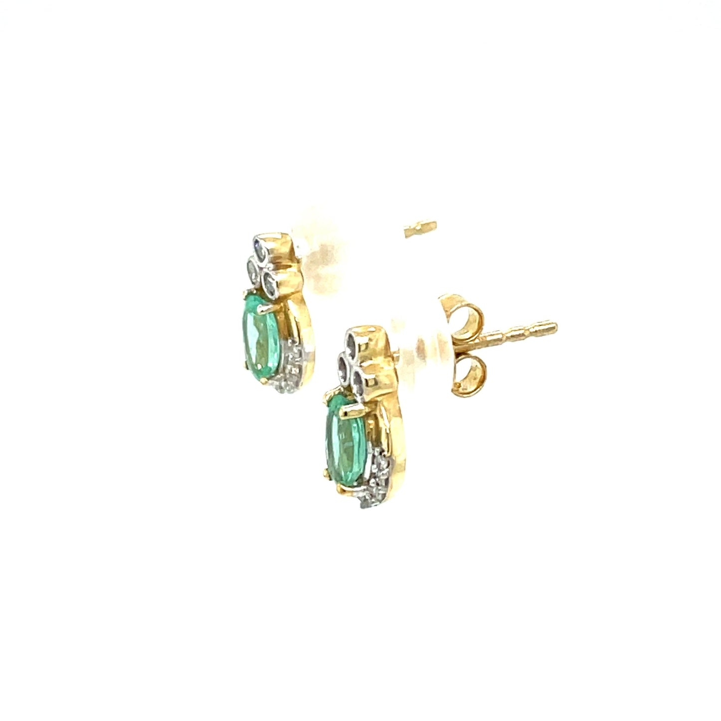 Ohrstecker mit Smaragd & Diamanten mind. 1,8g Gold 375 - JUWEL1