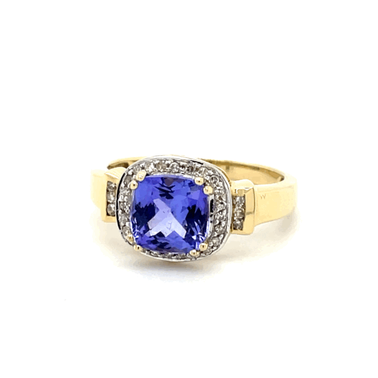 Ring mit 1 Tansanit AAA & 30 Diamanten in Gold 585 - JUWEL1
