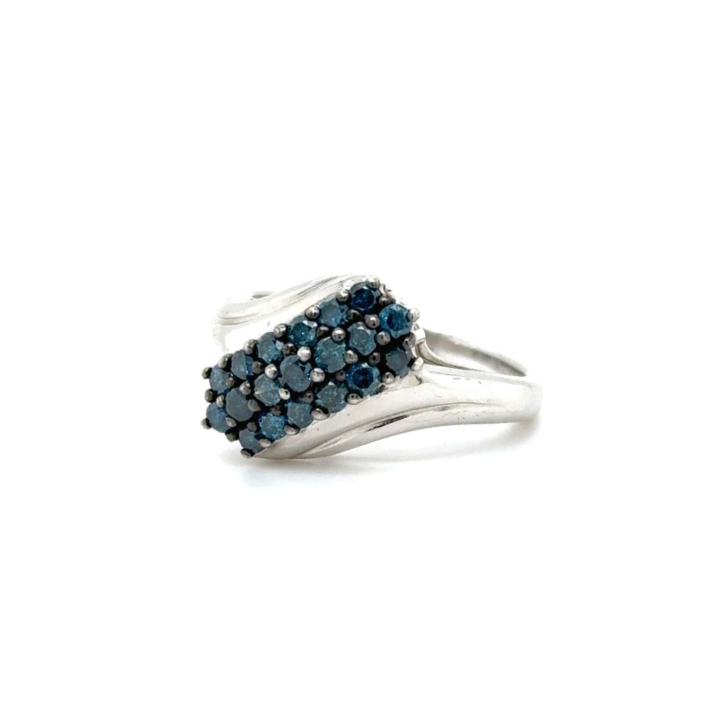 Ring mit 18 blauen Diamanten in Silber 925 - JUWEL1