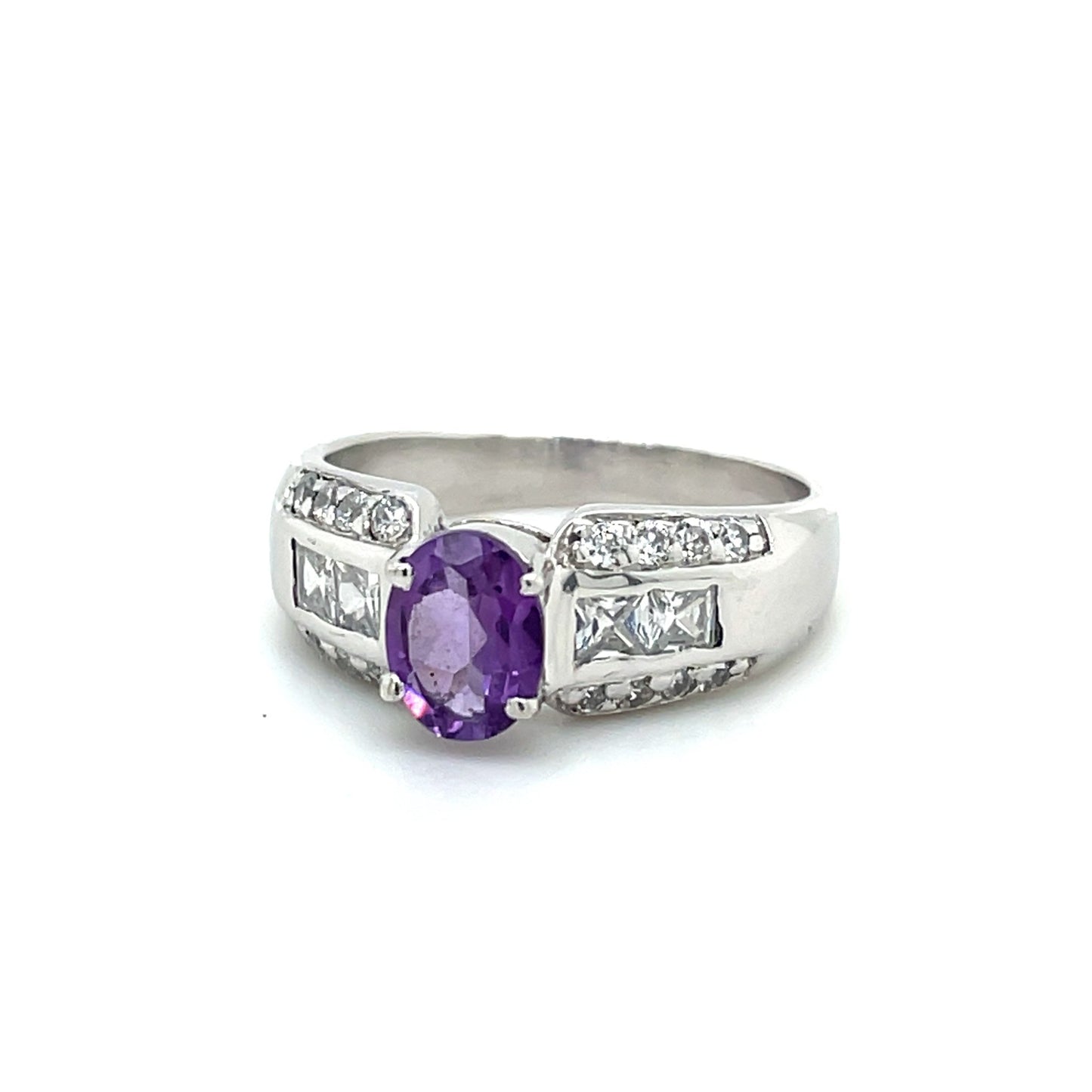 Ring mit Amethyst und Zirkonia in Silber 925 - JUWEL1