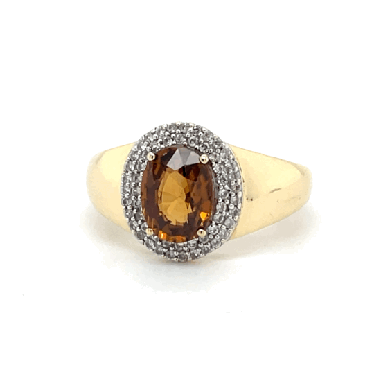 Ring mit Citrin und Zirkonias in Gold 585 - JUWEL1
