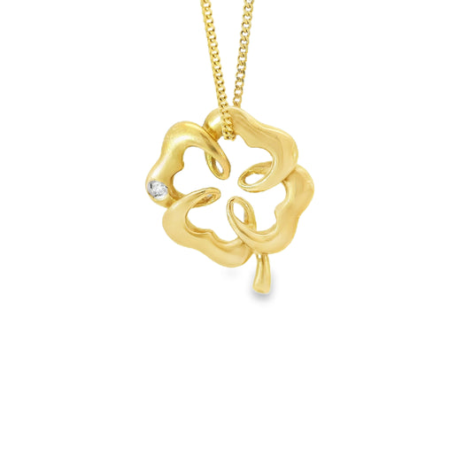Anhänger Kleeblatt mit Diamant mind.3,6g in Gold 750