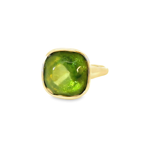 Ring in Gold 375 & grüner Bernstein