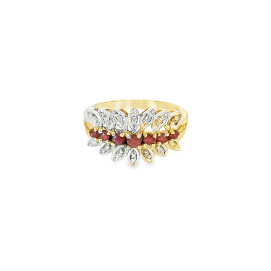 Ring mit 7 Rubine & 14 Diamanten in Gold 585