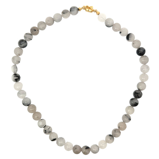 Black Rutilquarzkugeln Collier L: 48 cm in Silber 925 - JUWEL1