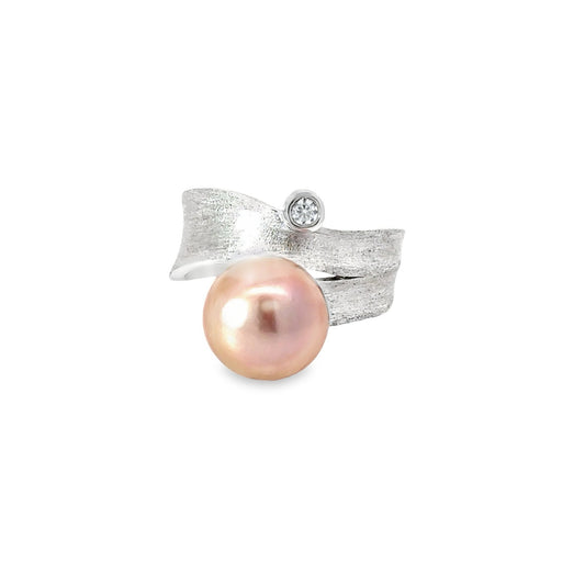 Ring mit Muschelkernperle & Zirkonia in Silber 925 - JUWEL1