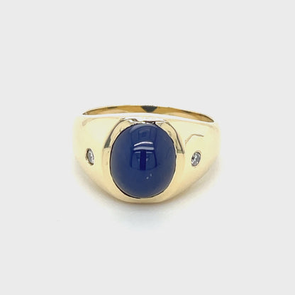 Ring mit Sternsaphir & Diamanten Gold 585
