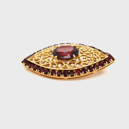 Granatbrosche mind. 10,9g Gold 750