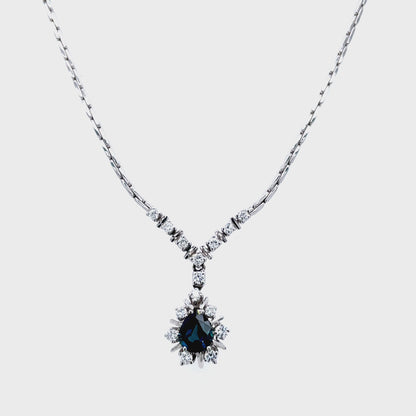 Collier mit 1 Saphir & 16 Brillanten mind. 13,0g Gold 585