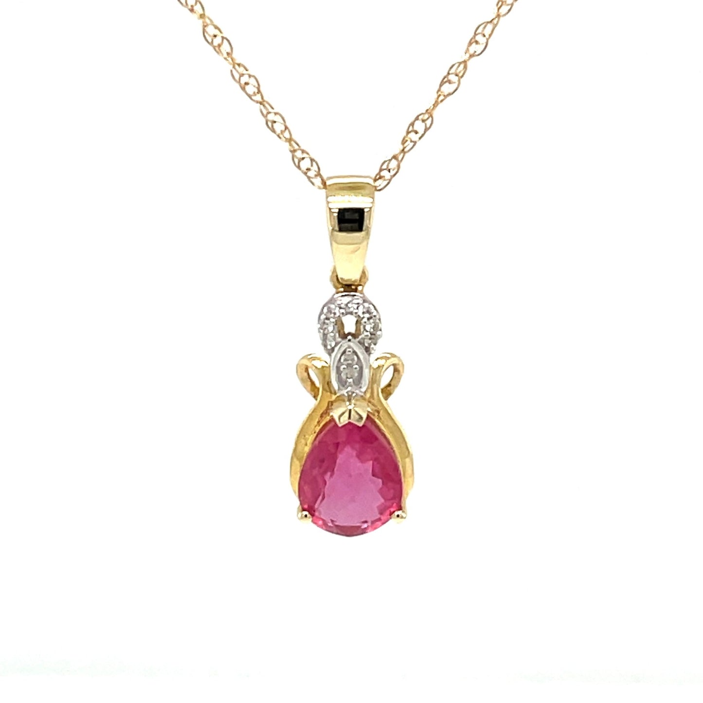 Anhänger mit 1 Pink Saphir & 9 Zirkone in Gold 375 - JUWEL1