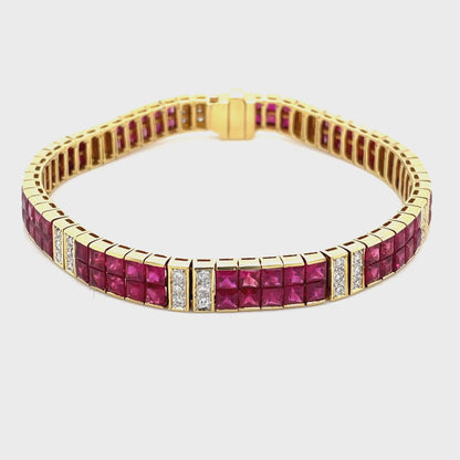 Armband mit Rubin & Brillanten mind. 25,5g Gold 750