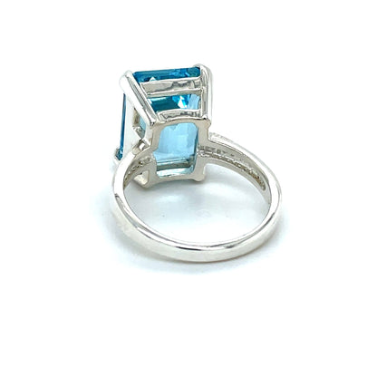 Cocktailring mit Solitär Blau mind. 8,3 g Silber 925 - JUWEL1