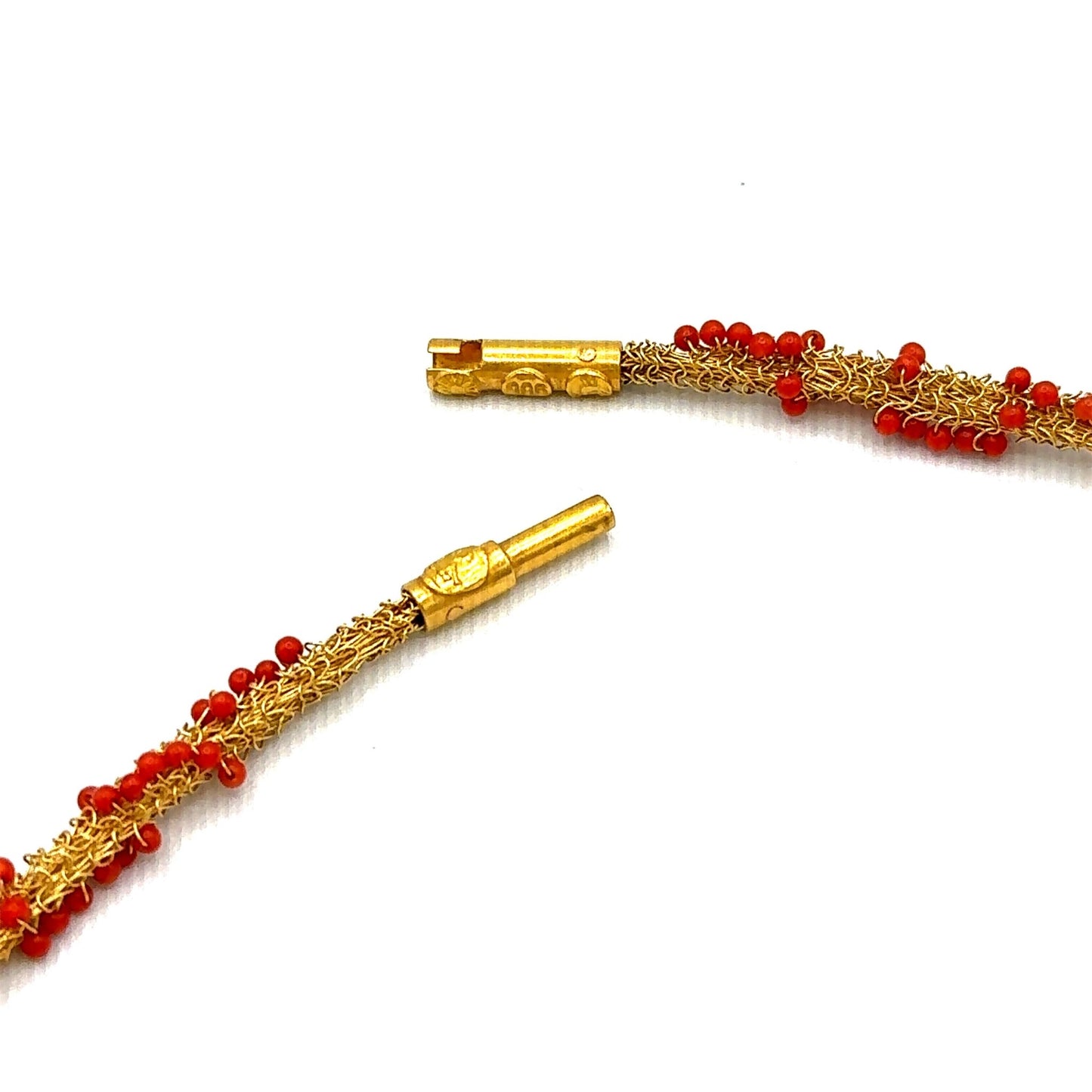 Gold-Collier mit Koralle mind. 23,1g gewirkt in Gold 900 - JUWEL1