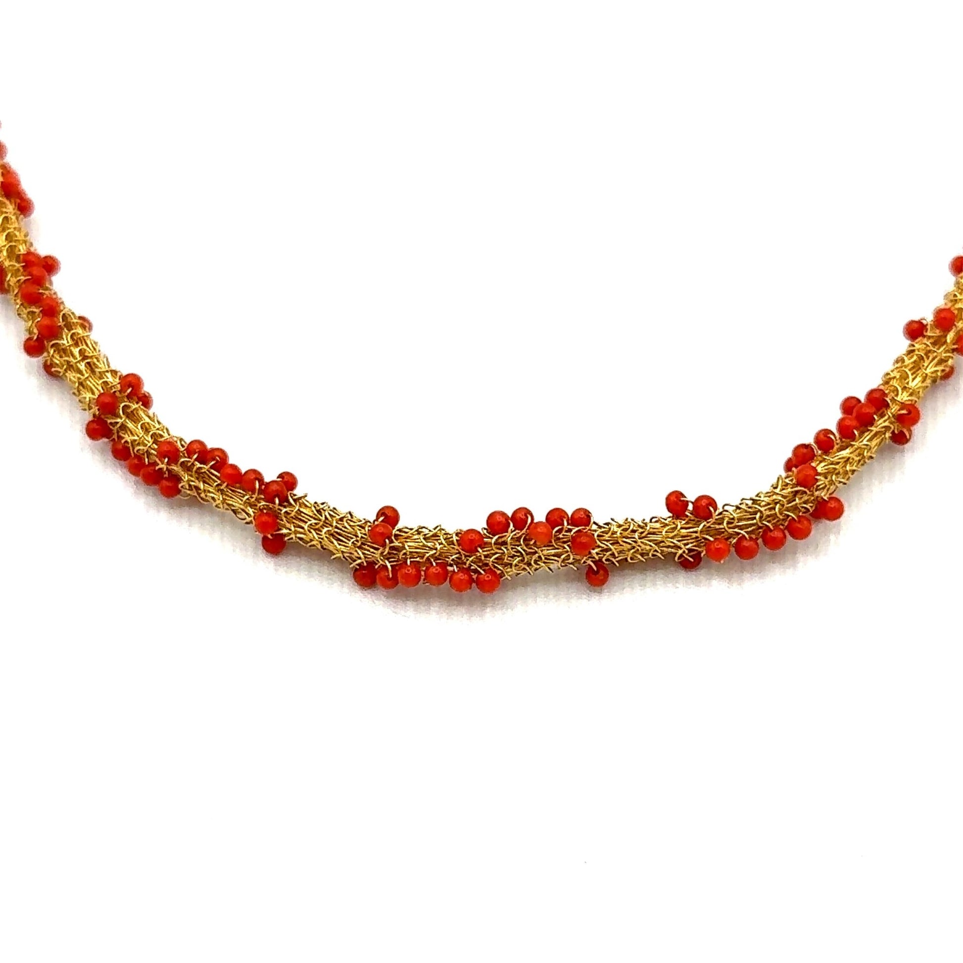 Gold-Collier mit Koralle mind. 23,1g gewirkt in Gold 900 - JUWEL1