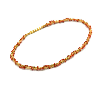 Gold-Collier mit Koralle mind. 23,1g gewirkt in Gold 900 - JUWEL1