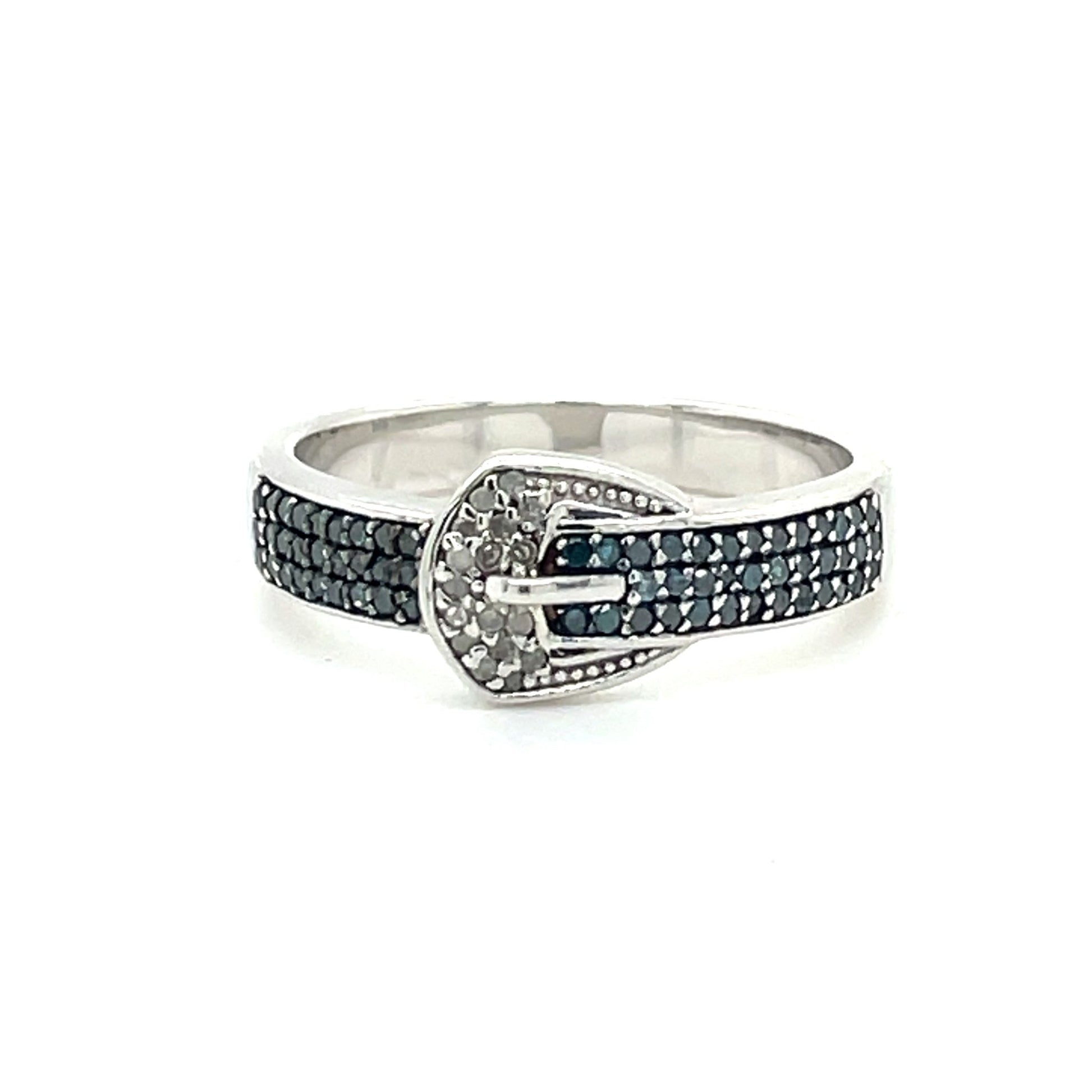 Gürtelschnalle Ring mit 81 Diamanten in Silber 925 - JUWEL1