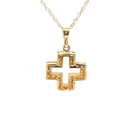 Kreuz Anhänger mit 24 Zirkonia Gold 585 - JUWEL1