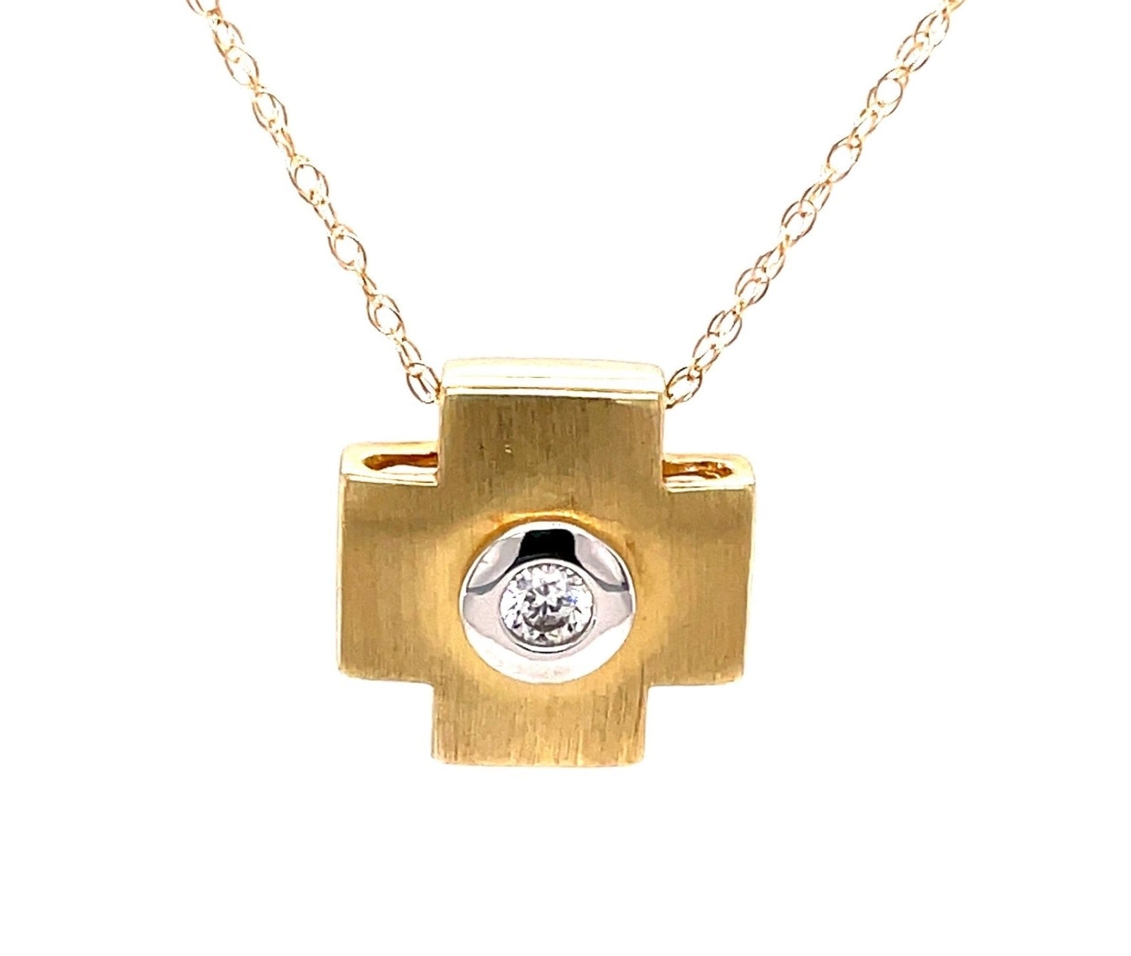 Kreuz Anhänger mit Zirkonia Gold 585 - JUWEL1