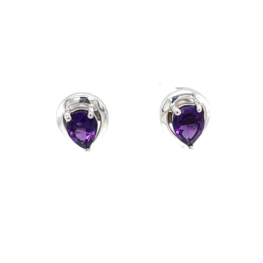 Ohrstecker mit 2 Amethyste rhodiniert in Silber 925 - JUWEL1