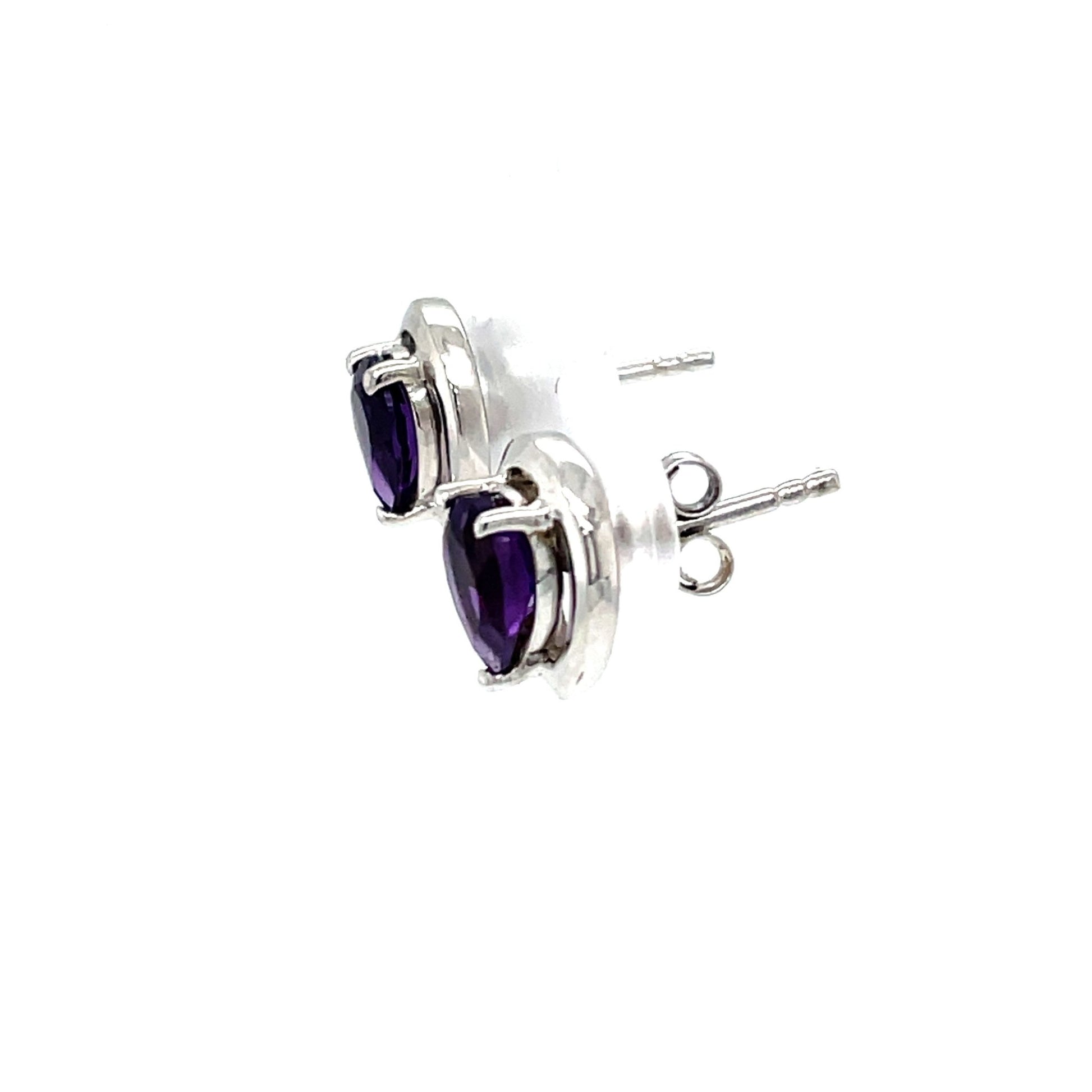 Ohrstecker mit 2 Amethyste rhodiniert in Silber 925 - JUWEL1