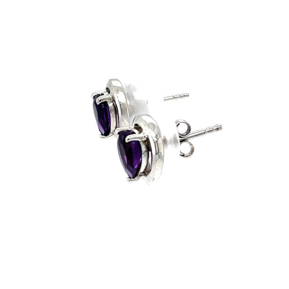 Ohrstecker mit 2 Amethyste rhodiniert in Silber 925 - JUWEL1
