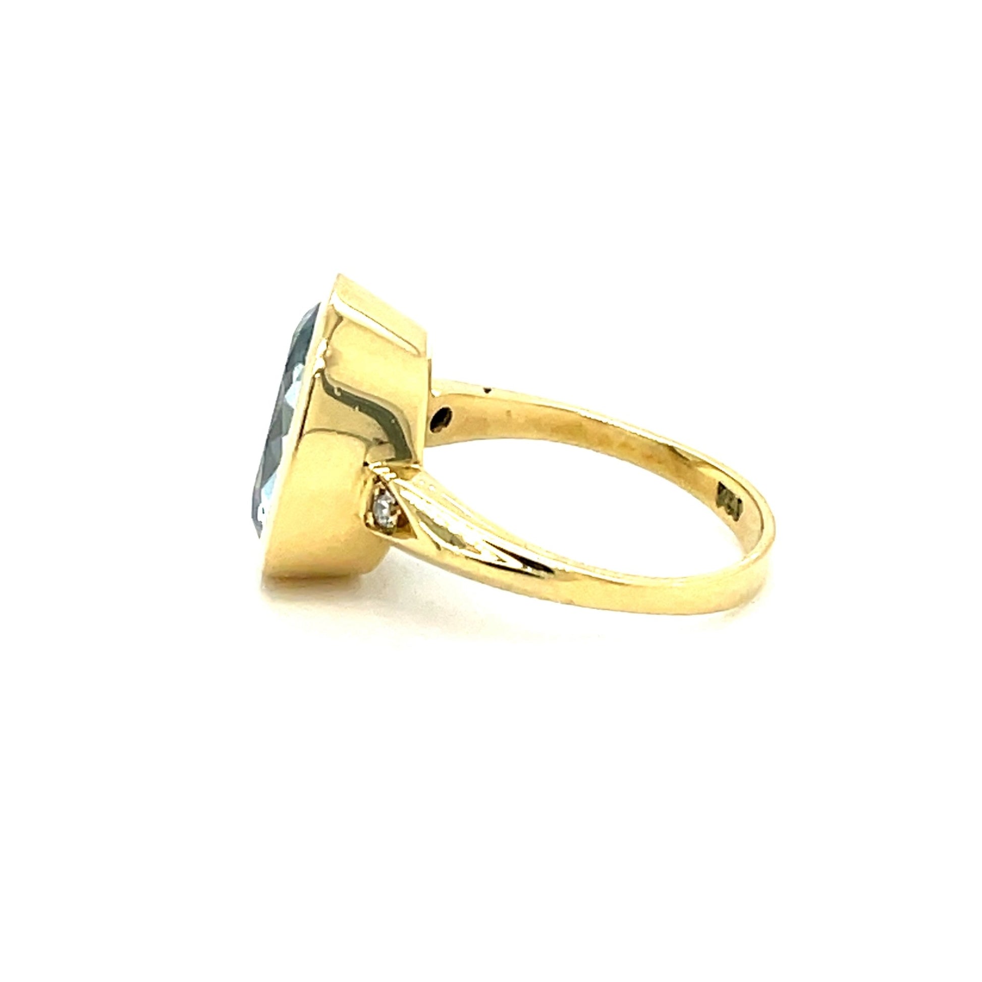 Ring mit 1 Aquamarin & 2 Diamanten in Gold 750 - JUWEL1