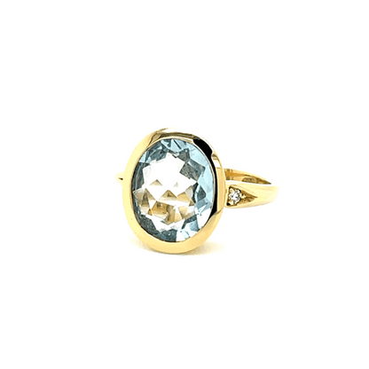 Ring mit 1 Aquamarin & 2 Diamanten in Gold 750 - JUWEL1