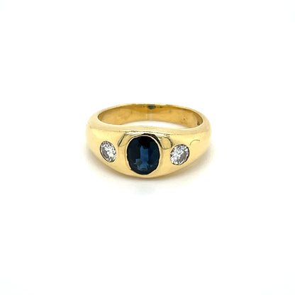 Ring mit 1 Saphir & 2 Brillanten in Gold 750 - JUWEL1