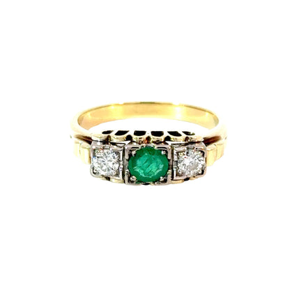 Ring mit 1 Smaragd & 2 Brillanten mind. 4,5g in Gold 585 - JUWEL1
