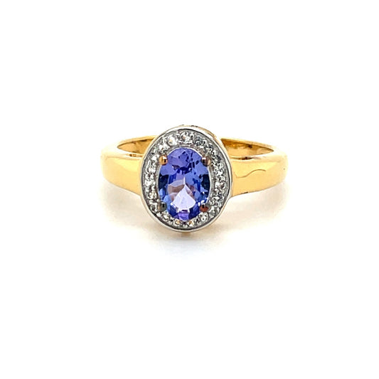 Ring mit 1 Tansanit & 18 Zirkone in Silber 925 - JUWEL1