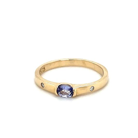 Ring mit 1 Tansanit & 2 Zirkone in Gold 375 - JUWEL1